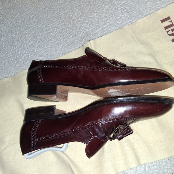 Bruno Magli Burgundy Verve Leather Tassel Slip-Ons Made In Italy - Picture 8 of 8